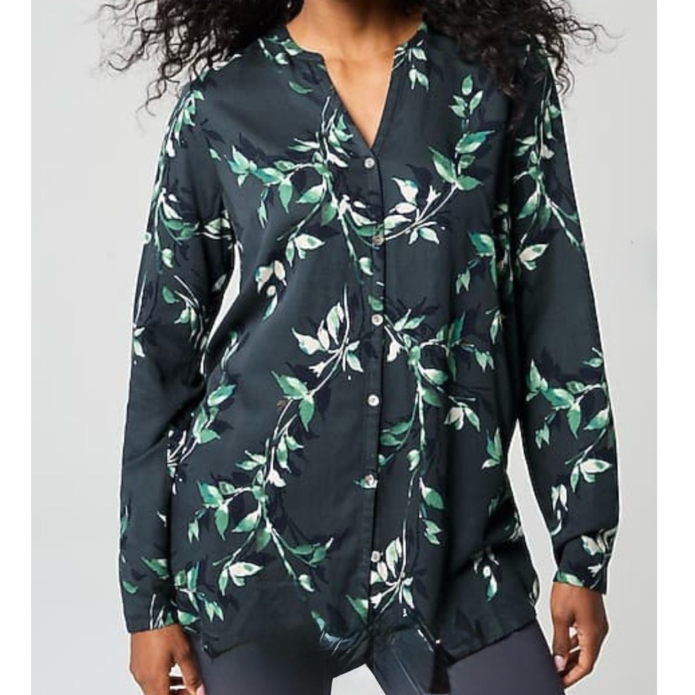 Pure Jill Printed A-Line Button Front Tunic Top | Size MP